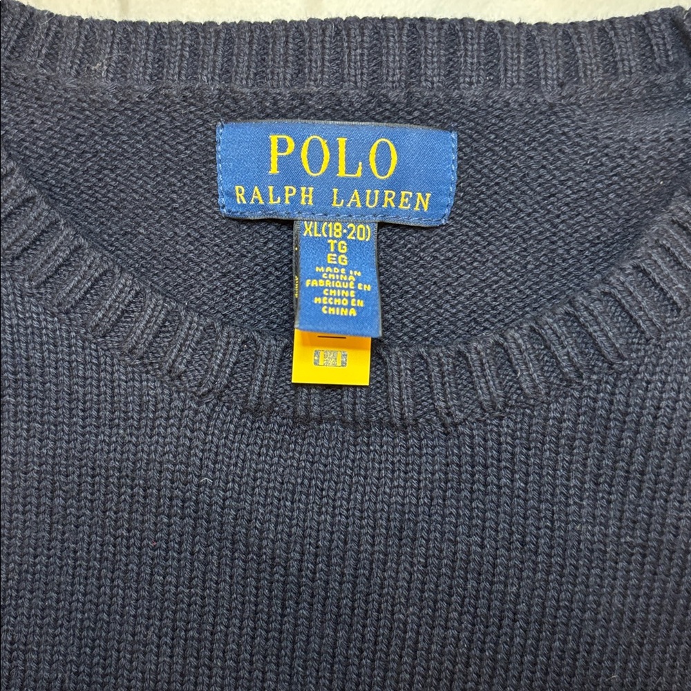 Pre-owned Polo Ralph Lauren Kids' Blue Dog-Print Sweater Boys XL (18-20) - Picture 3 of 6